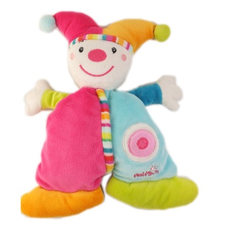 Doudou Lutin clown bleu rose BABYSUN (25945)