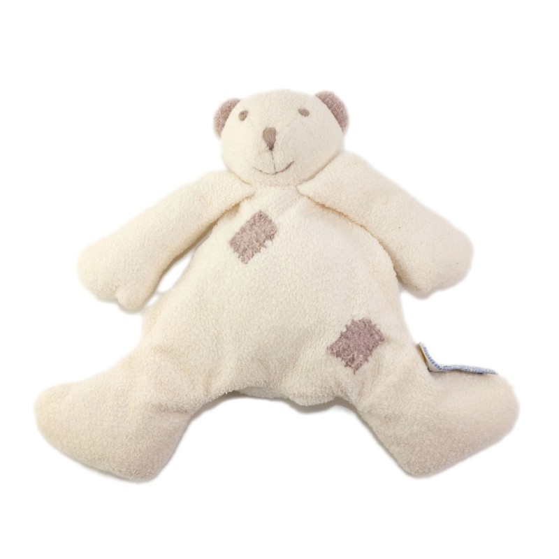 Doudou ours blanc gris beige Babysun 22 cm (26145)