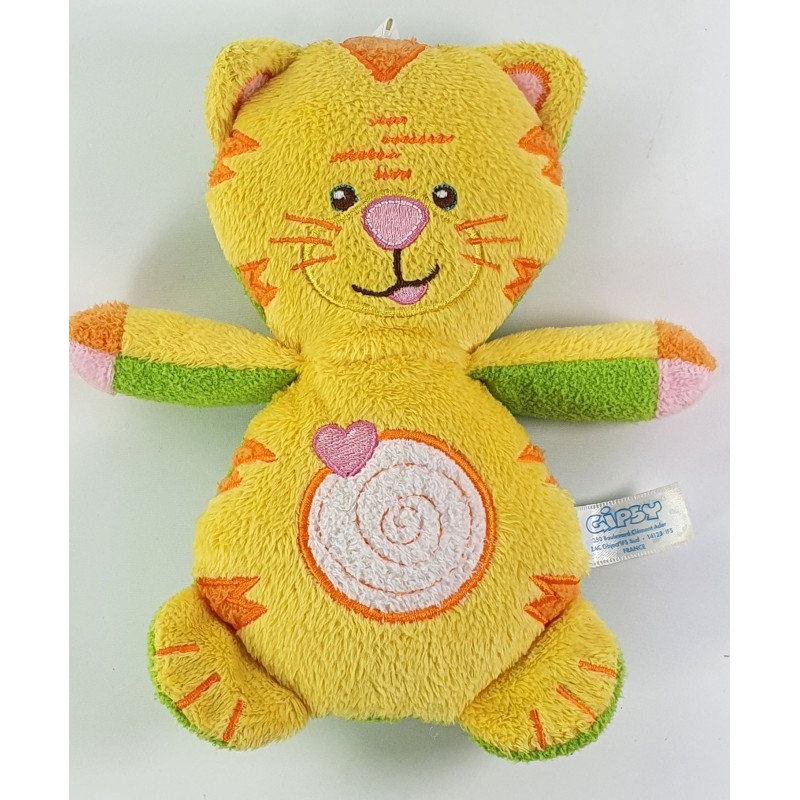 Doudou Chat jaune Vert Gipsy 20 cm (24240)