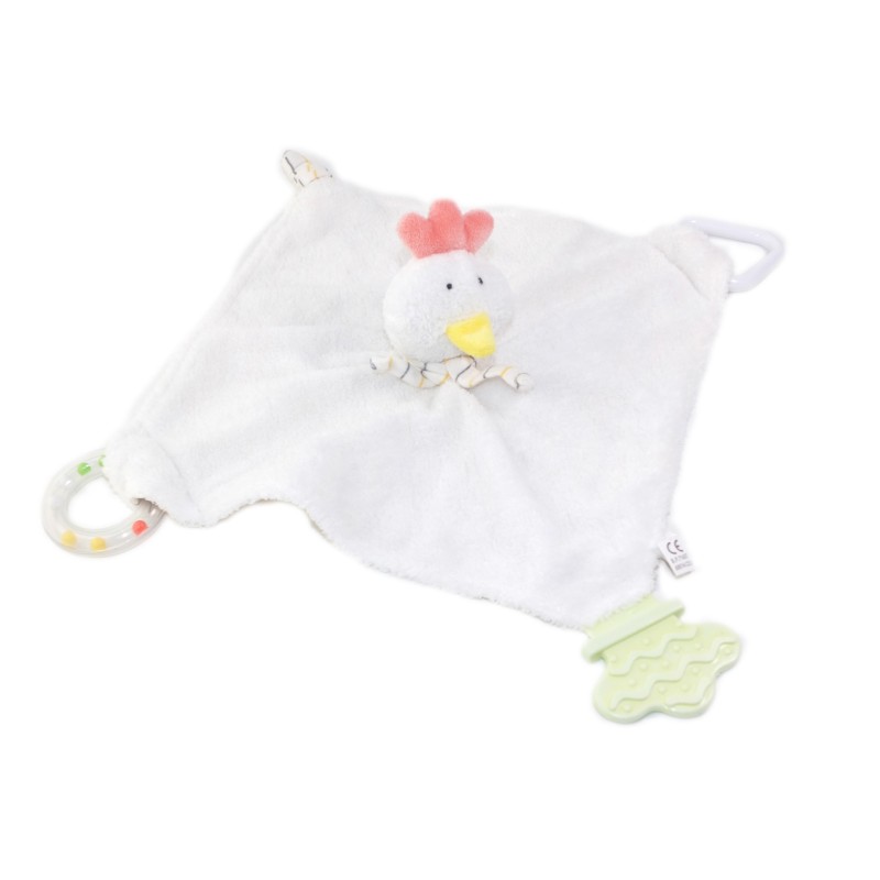 CP INTERNATIONAL Doudou Poule blanc grelot Dentition (25879)