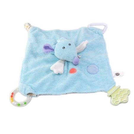 CP INTERNATIONAL Doudou plat Souris bleue Grelot Dentition (25875)