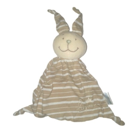 Doudou plat lapin beige rayures Kiabi (26535)
