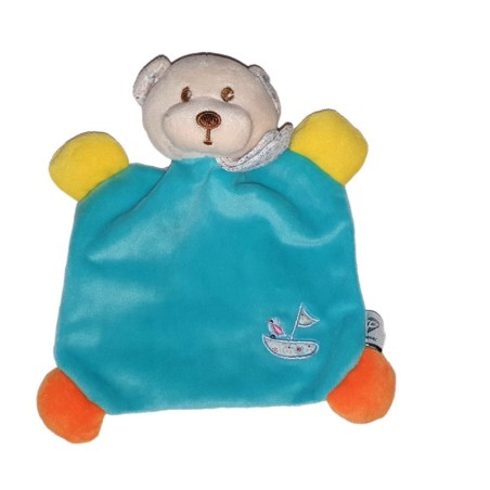 Doudou Plat Ours bleu bateau CP INTERNATIONAL (24260)