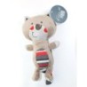 Doudou peluche chat beige rouge rayures 25 cm ORCHESTRA BEBE (25376)