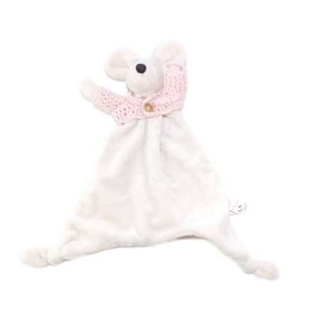 JELLYCAT Doudou plat lapin blanc Gilet rose (25702)