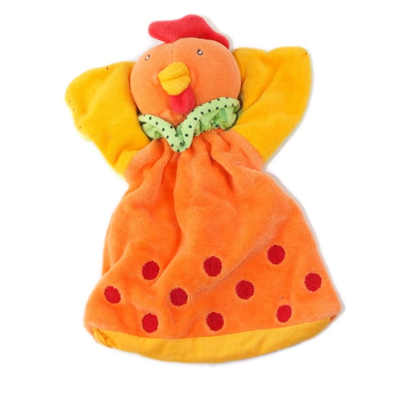 Doudou Marionnette Poule orange une Bergamote La cocotte Nature et decouvertes (25941)
