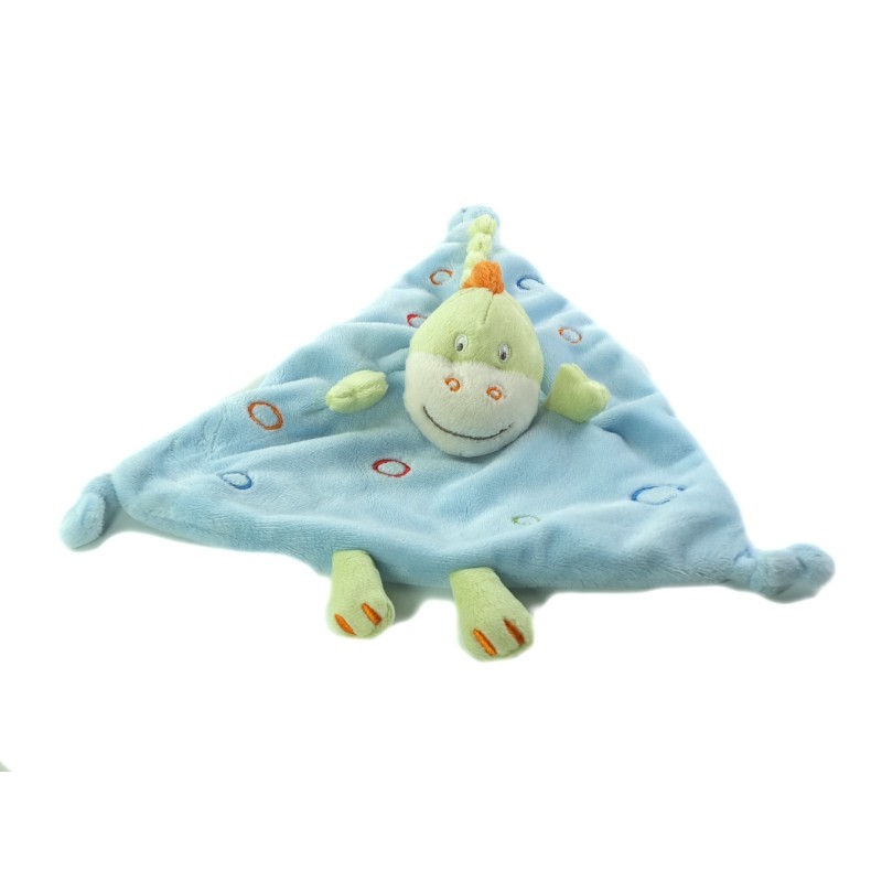 Doudou plat Dragon bleu vert ronds Kimbaloo (25186)