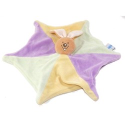 NOUNOURS Doudou plat etoile lapin mauve jaune vert (25815)