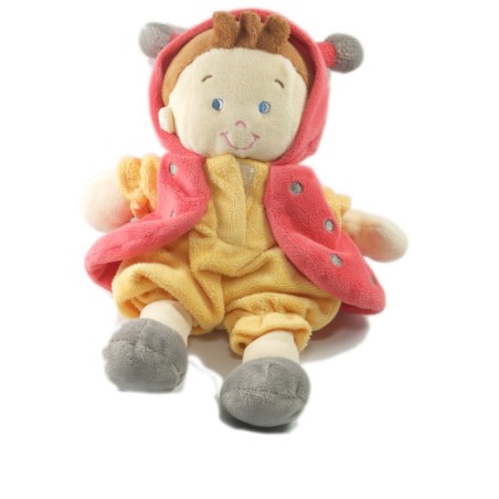 Doudou Garçon Lutin rose jaune Coccinelle 25 cm 579/6648 (18602)