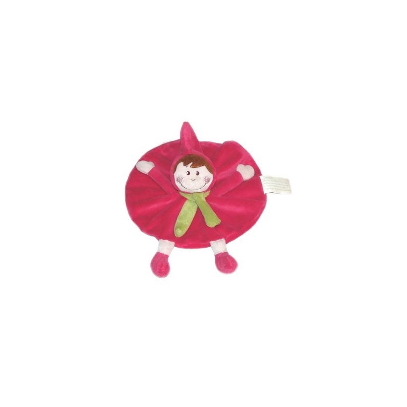 Doudou Lutin Chaperon rose Fuschia echarpe Verte Kimbaloo (23389)