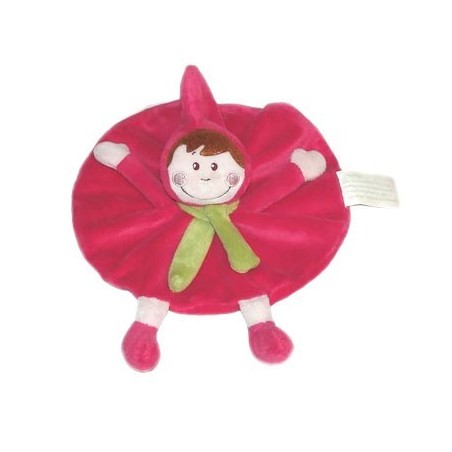 Doudou Lutin Chaperon rose Fuschia echarpe Verte Kimbaloo (23389)