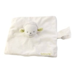 BRIOCHE Doudou plat Mouton blanc gris vert (25692)