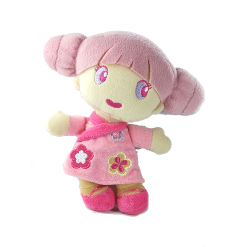 Peluche doudou poupee fille rose fleurs Kimbaloo 20 cm (19601)
