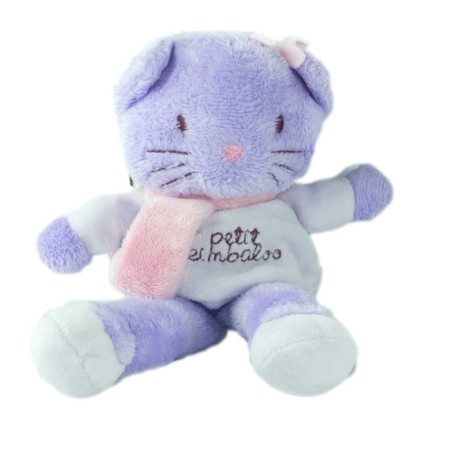 Doudou chat mauve Petit Kimbaloo La Halle ! 22 cm Echarpe rose (19608)