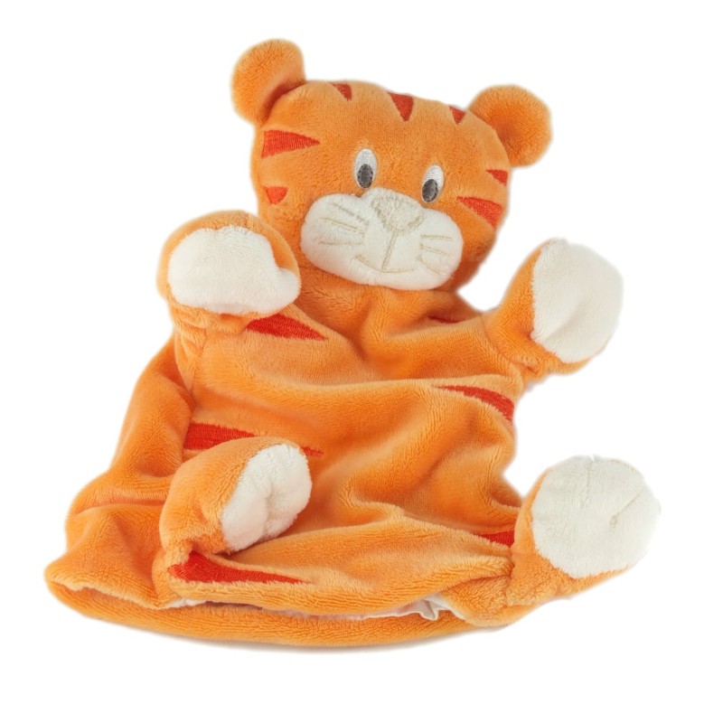 Doudou marionnette chat tigre orange Kimbaloo La Halle (19521)