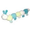 Doudou Chenille grelot bleu blanc vert OBAIBI 30 cm (17277)