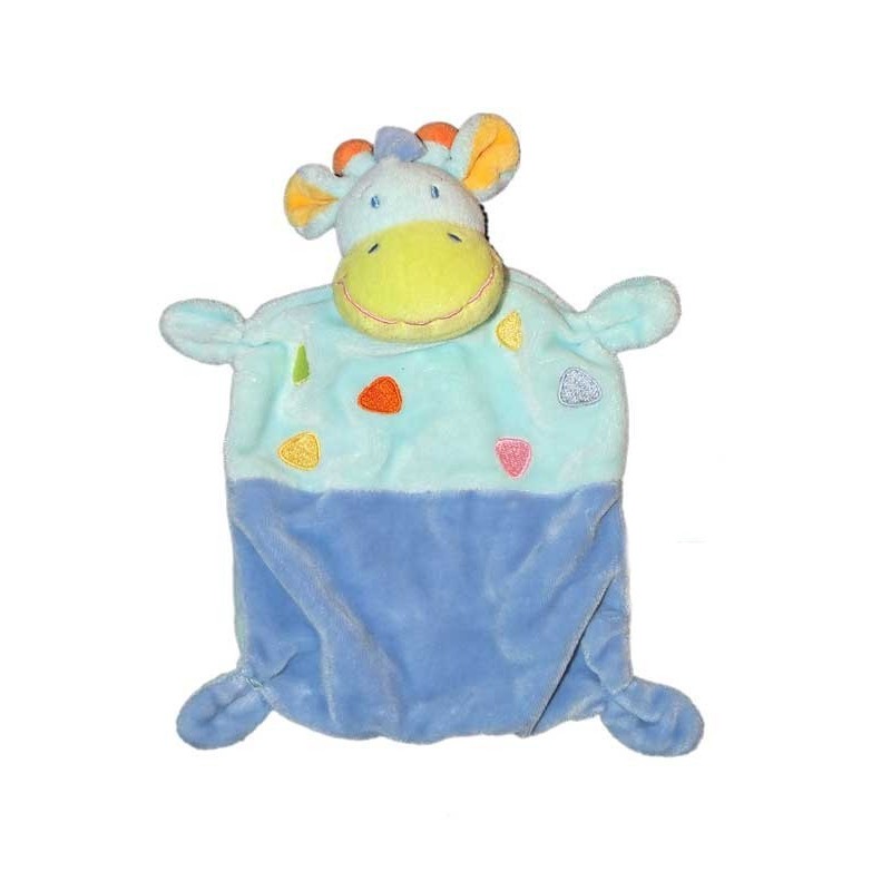 Doudou plat Vache Girafe bleue Mots d'Enfants 579/9961 (28521)