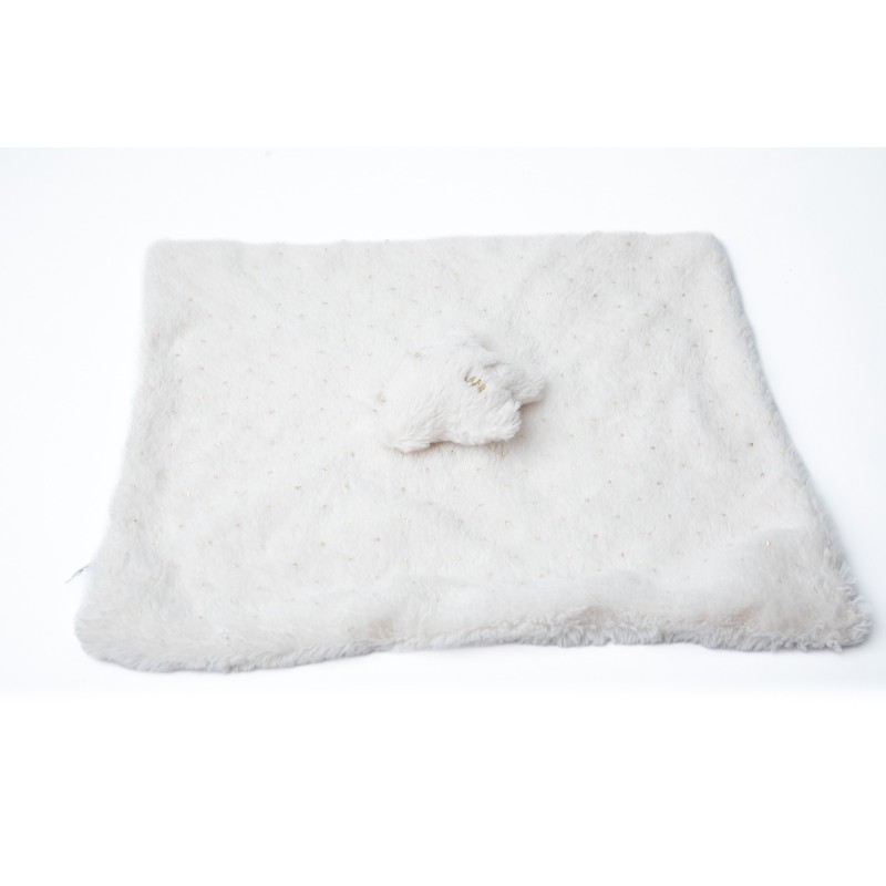 Doudou plat étoile fourrure blanc doré Orchestra Prémaman (28507)