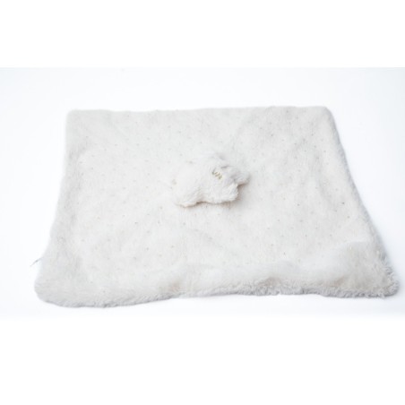 Doudou plat étoile fourrure blanc doré Orchestra Prémaman (28507)