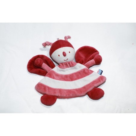 Doudou plat papillon vieux rose bordeaux Sucre d’Orge (28192)