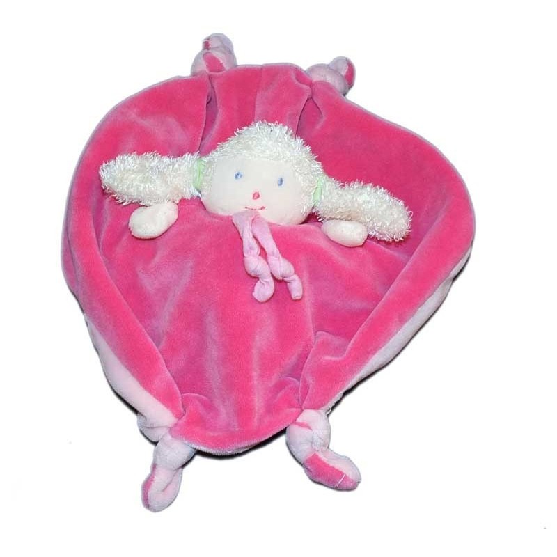 Doudou Réversible blanc rose Cache moi Cache toi Ajena Nounours (15207)