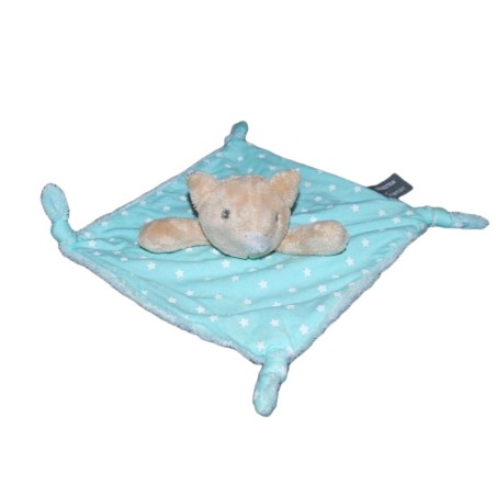 Doudou plat renard chat etoiles beige bleu Luminescent Orchestra Premaman (21280)