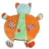Doudou plat chat orange vert fleurs Ajena (17390)