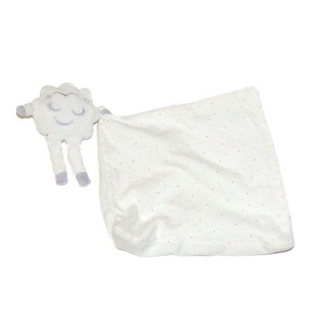 Doudou mouchoir nuage blanc mauve pois Brioche Kimbaloo (27148)