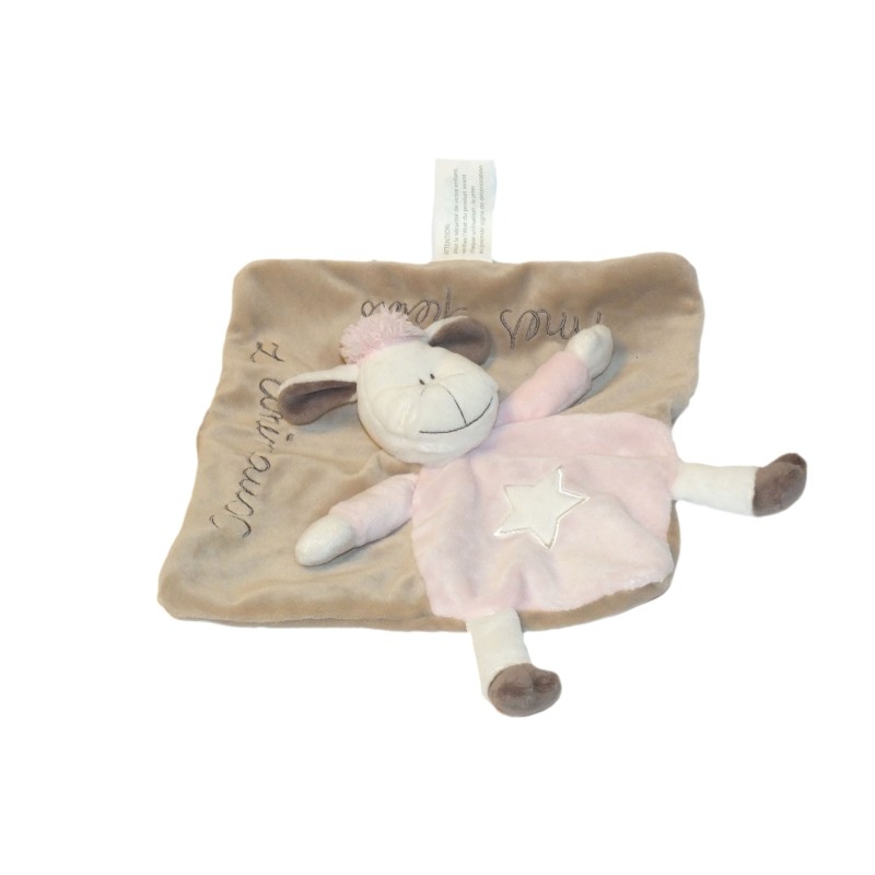 Doudou plat Mouton beige rose Mes Petits Z'Animaux Kimbaloo (27746)