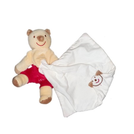 Doudou Koala Ours beige rouge Mouchoir blanc Cajou Sucre d Orge (23271)