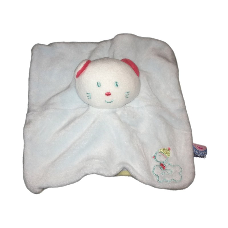 Doudou plat Chat Souris Bleu Oiseau Nuage Sucre D Orge (23621)
