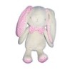 Doudou lapin gris beige rose bebe Laboratoires KLORANE 22 cm carreaux (16980)