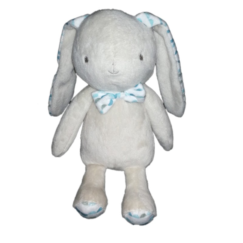 Doudou lapin gris beige bleu bebe Laboratoires KLORANE 22 cm (19001)