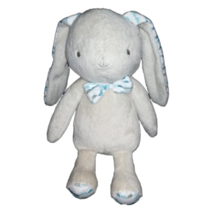 Doudou lapin gris beige bleu bebe Laboratoires KLORANE 22 cm (19001)