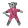 Doudou Chat gris 22 cm Anima Animadoo salopette rose Neuf + boite (21543)