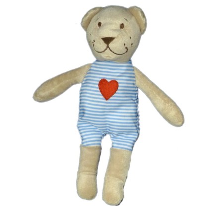 Doudou OURS beige Salopette Coeur - IKEA 24 cm (9465)