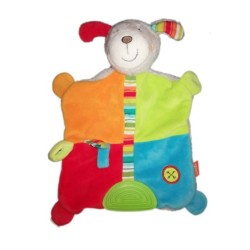 Doudou plat chien lapin orange vert bleu rouge Babysun Holiday (18824)