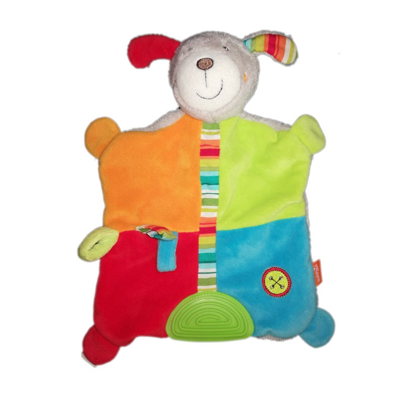 Doudou plat chien lapin orange vert bleu rouge Babysun Holiday (18824)