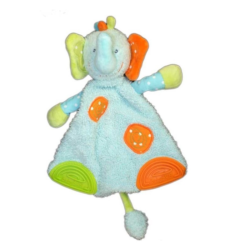 Doudou Plat Elephant Bleu Babysun Anneau dentition (14979)