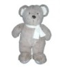 Doudou peluche ours gris Echarpe blanche étoiles Pommette 26 cm (18883)
