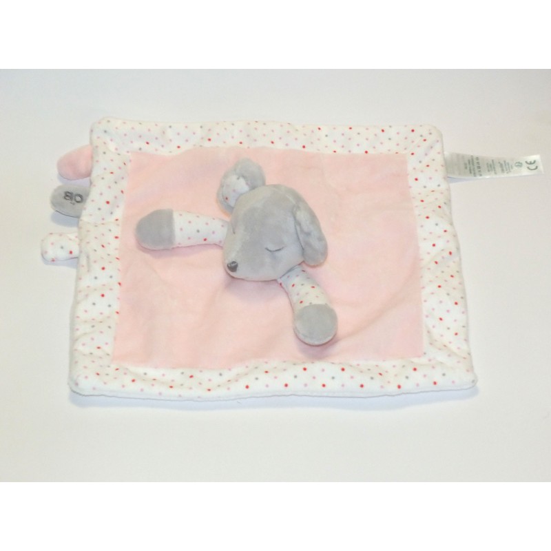 OBAIBI - Doudou plat souris rose gris pois (27987)