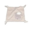 Doudou plat rayé blanc beige gris Mouton Kiabi 4 noeuds (15166)
