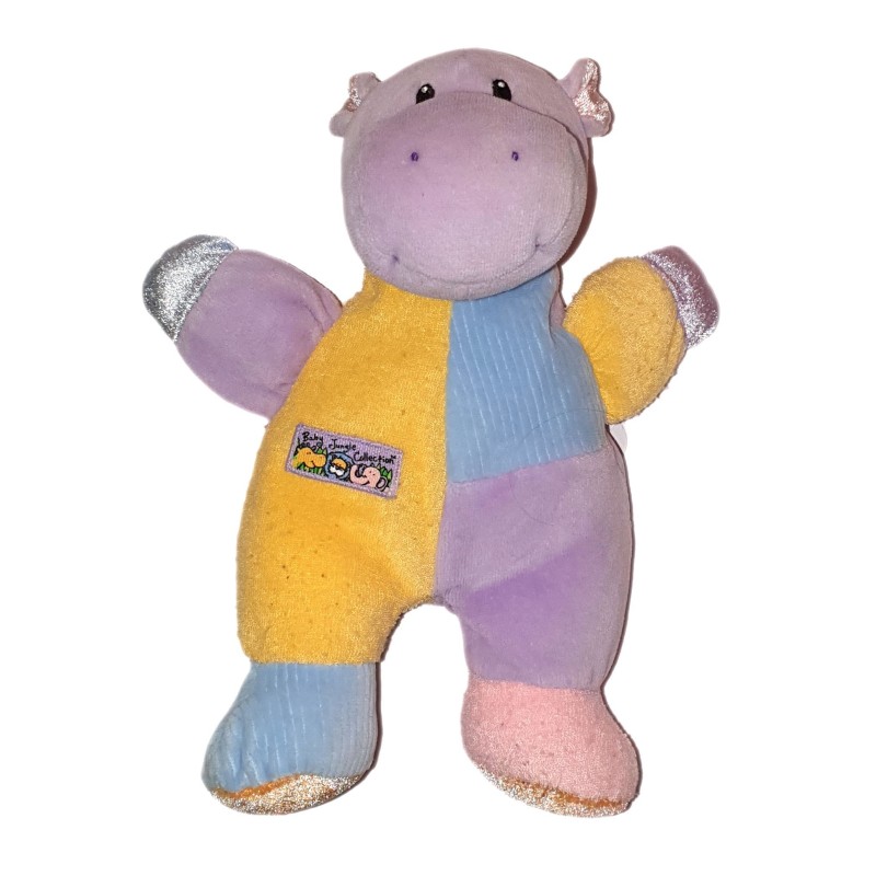 Doudou Hippootame jaune mauve bleu Grelot Jungle 25 cm GUND (24990)