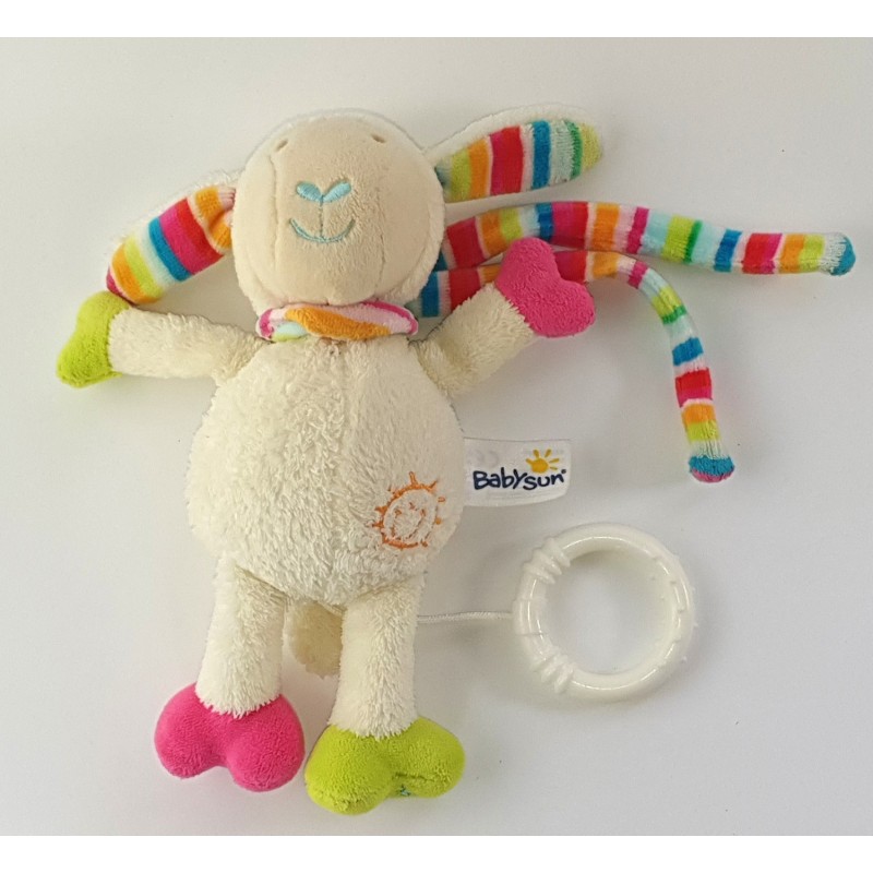 Doudou peluche Mouton blanc Soleil Musical Babysun 20 cm (22988)