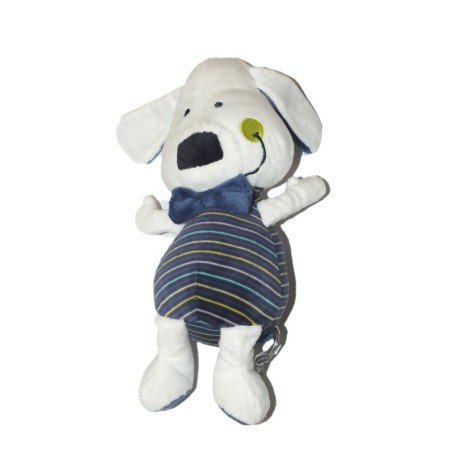 Doudou chien blanc Orchestra Rayures Noeud Papillon 30 cm (27085)
