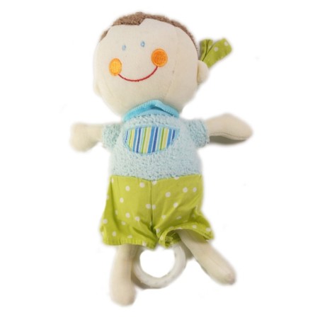 Doudou Musical peluche garcon bleu vert 28 cm BABYSUN (25949)