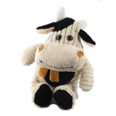 Peluche doudou Vache 32 cm blanc noir Echarpe marron Les Petites Marie (18461)
