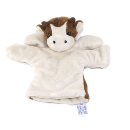 Doudou Marionnette Vache blanche marron Nounours (25161)