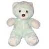 Ancienne Peluche doudou Vintage Ours vert blanc 30 cm Nounours Boulgom ? (24922)