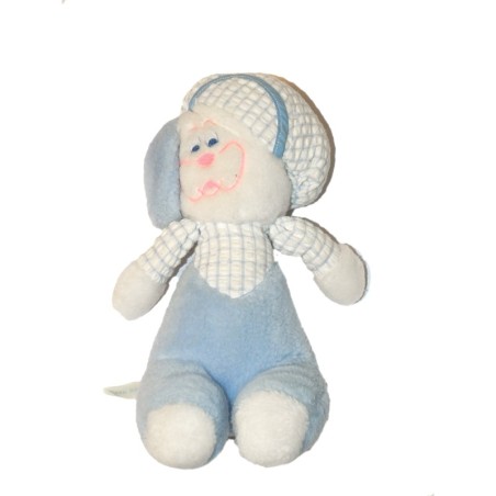Ancienne Peluche Doudou Chien lapin bleu blanc rose Nounours 30 cm (27812)